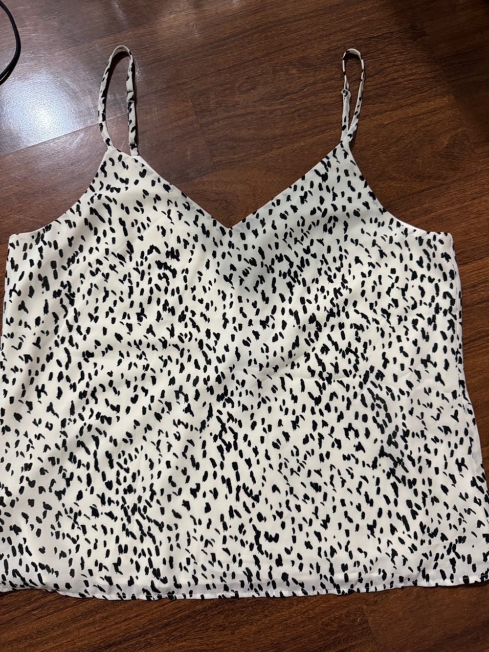BANANA REPUBLIC Women’s White/Black Spotted V-Neck Cami Top SIZE M NWT